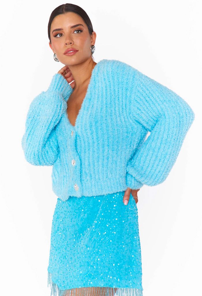 Show Me Your Mumu Clemmie Cardi-Highlighter Blue Knit