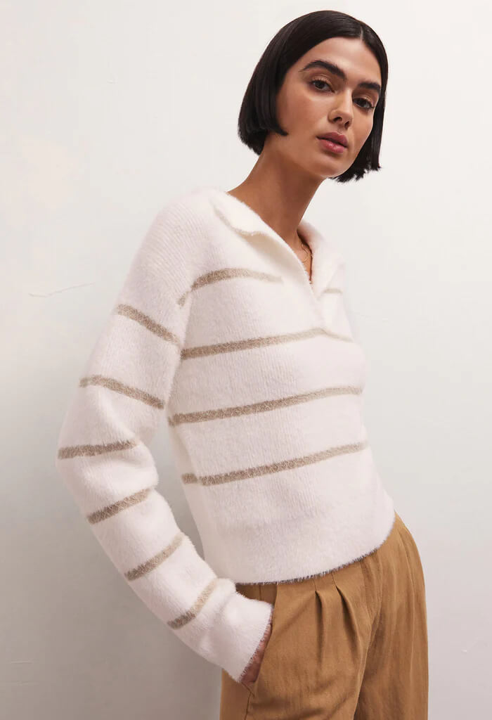 Z Supply Monique Stripe Sweater-Sandstone