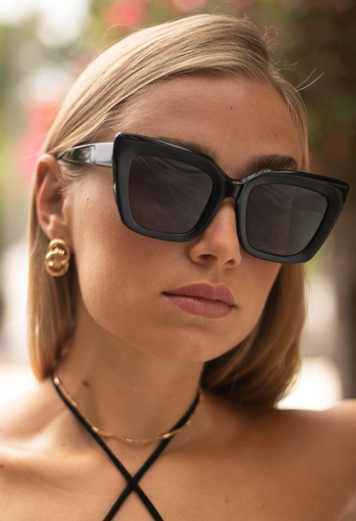 Freyrs Eyewear Portofino Cat Eye Sunglasses-Black
