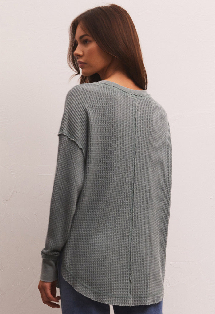 Z Supply Driftwood Thermal LS Top-Calypso Green