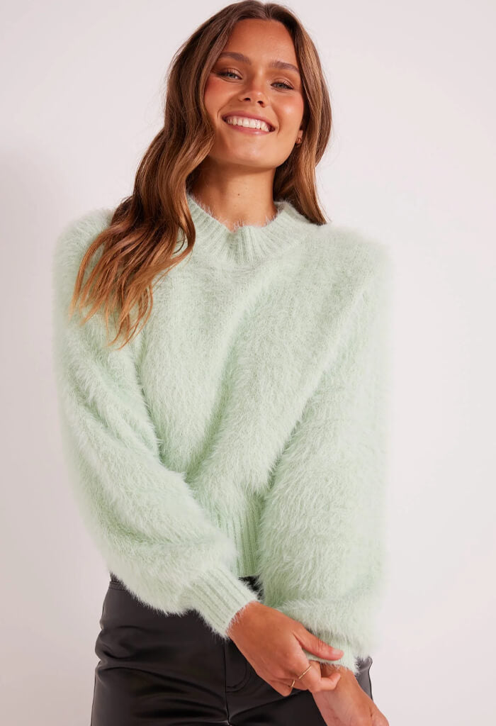 Minkpink Luma Fluffy Sweater-Mint