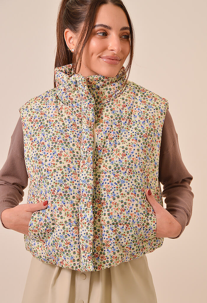 DELUC Styx Printed Puffer Gilet-Floral