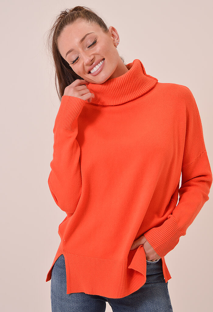 DELUC Trento Turtleneck Sweater-Papaya