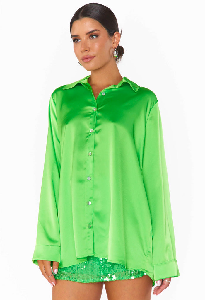 Show Me Your Mumu Smith Button Down-Bright Green