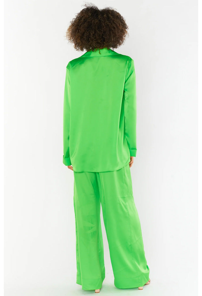 Show Me Your Mumu Hayes Trouser-Bright Green Luxe Satin