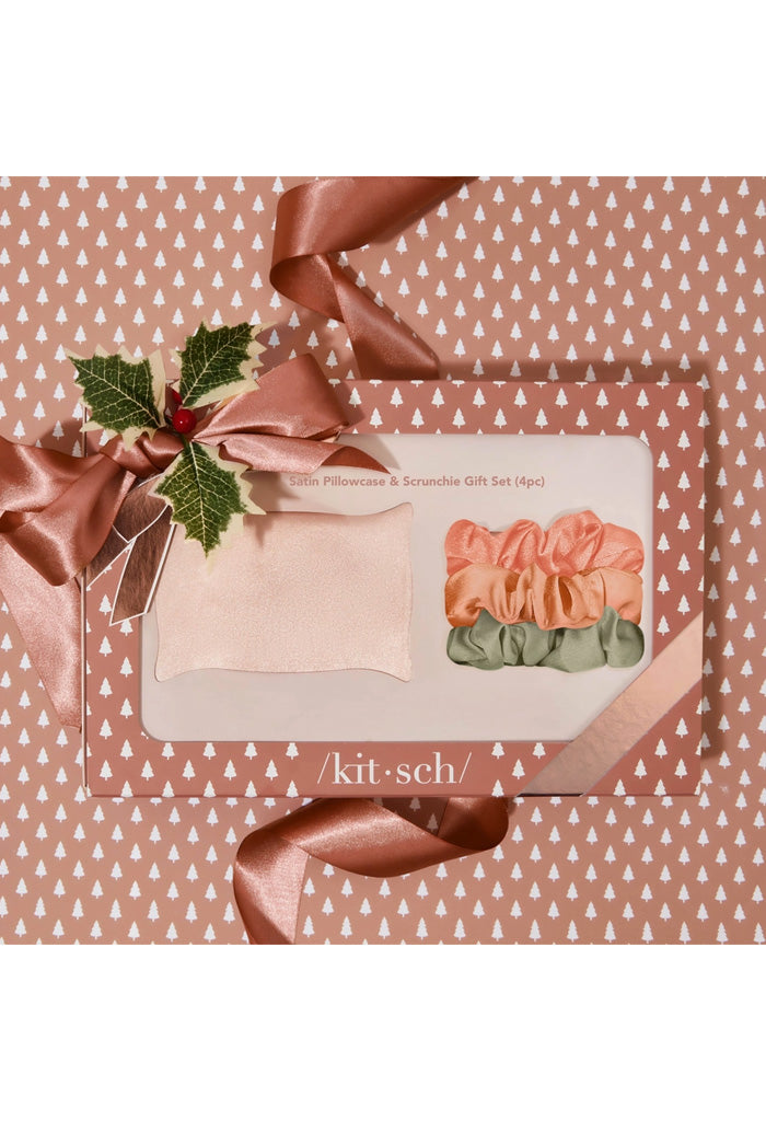 Kitsch Holiday Satin Pillowcase &amp; Scrunchie 4pc Gift Set