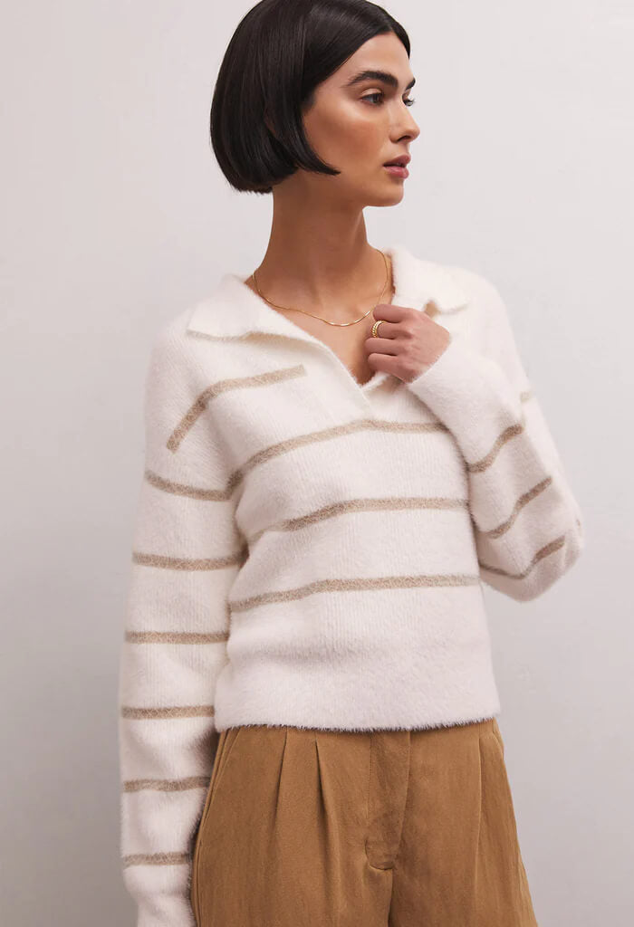Z Supply Monique Stripe Sweater-Sandstone