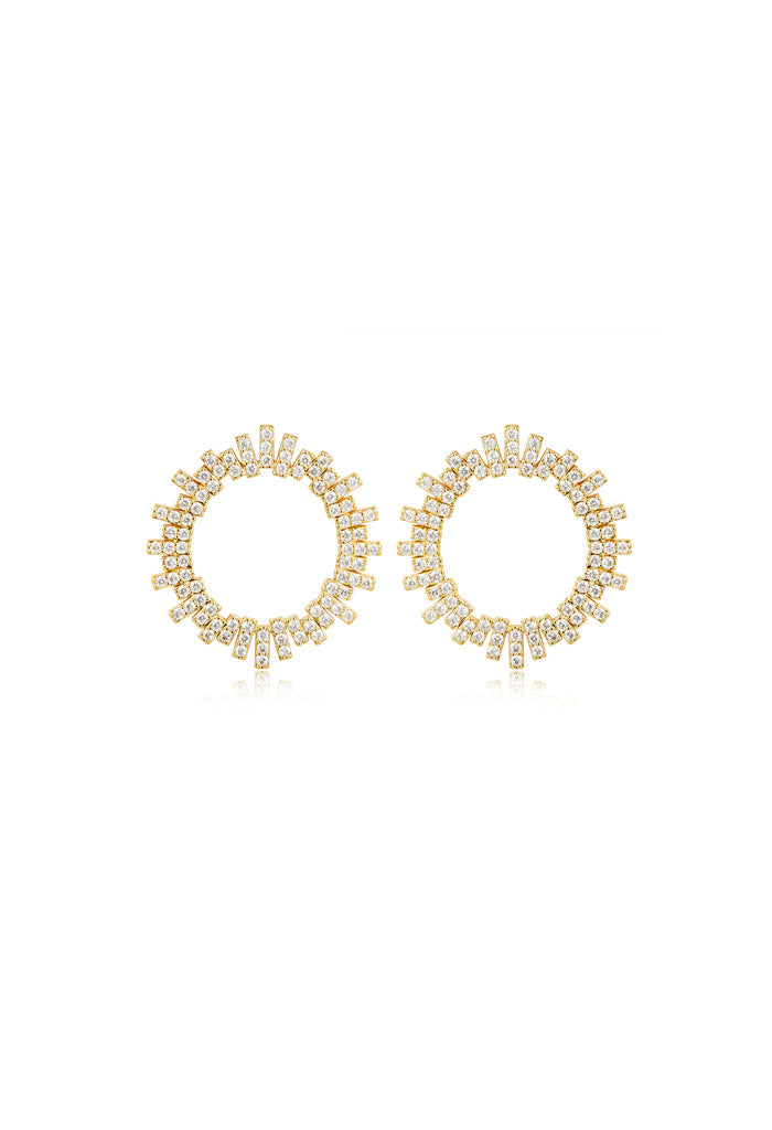 Luv AJ Pave Ray Earrings-Gold