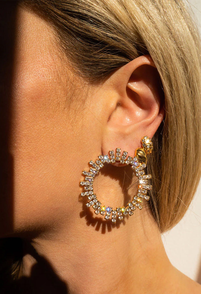 Luv AJ Pave Ray Earrings-Gold