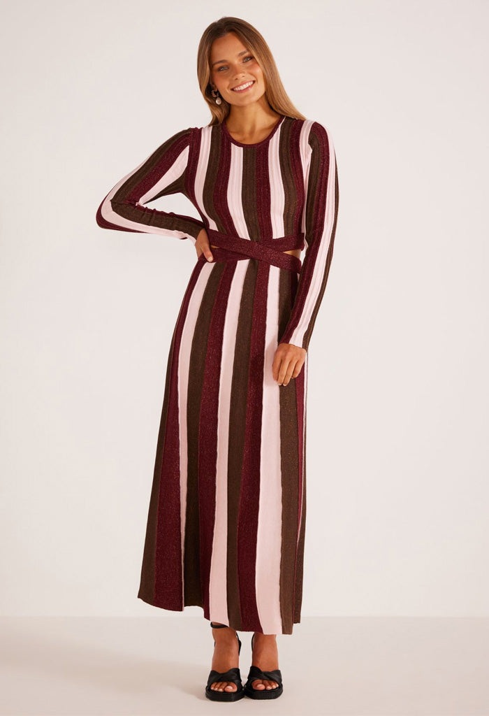 Minkpink Eden Knit Dress-Metallic Stripe