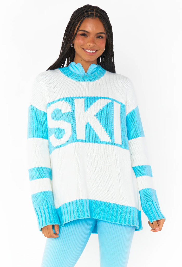 Show Me Your Mumu Ski In Sweater-Powder Blue Ski Knit