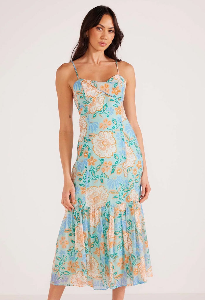 Minkpink Evelyn Strappy Midaxi Dress-Mint/Floral