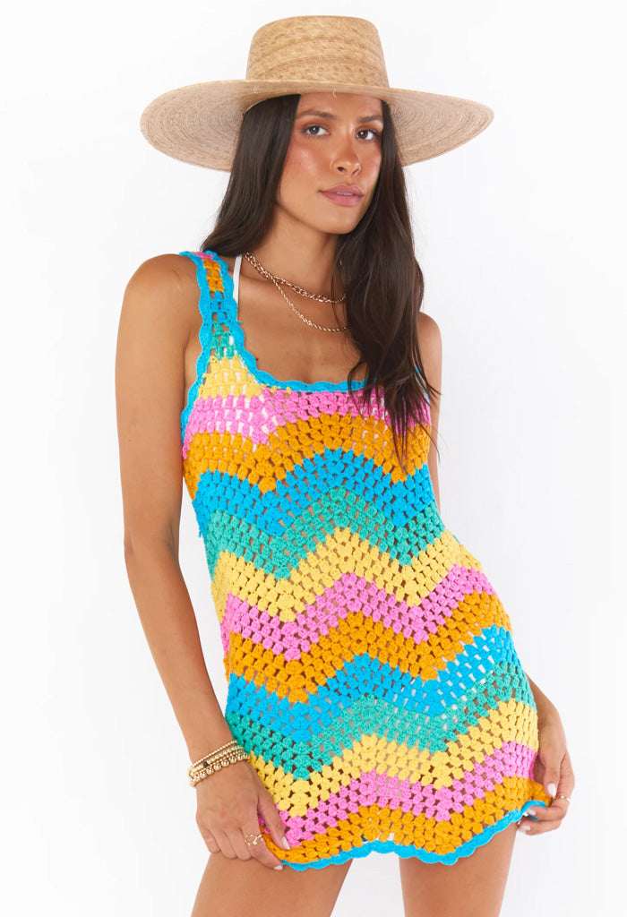 Show Me Your Mumu Tara Mini Dress-Sea Breeze Crochet