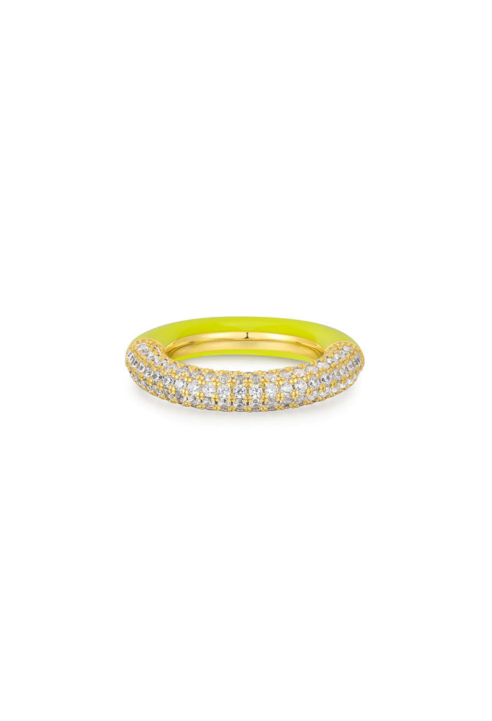 Luv AJ Pave Amalfi Ring-Neon Yellow
