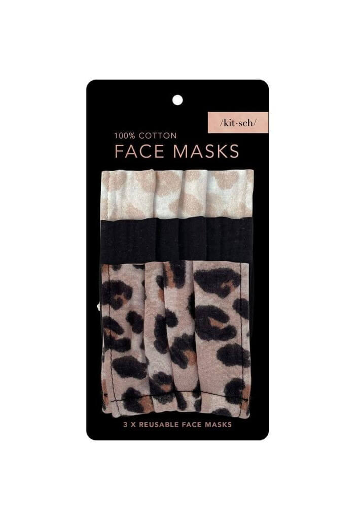 Kitsch Cotton Mask 3 Piece Set-Leopard