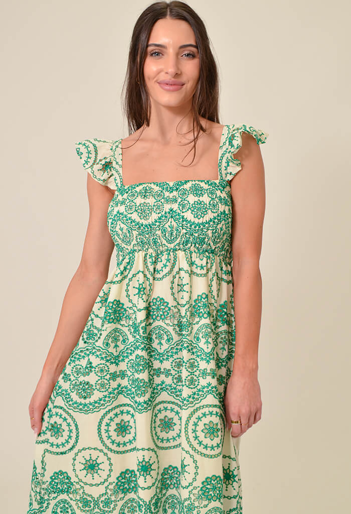 KK Bloom Camellia Midi Dress-Green