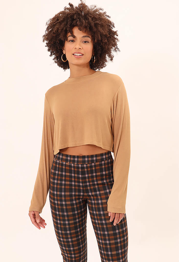 Sanctuary Clothing Carnaby Kick Crop-Cottage Check