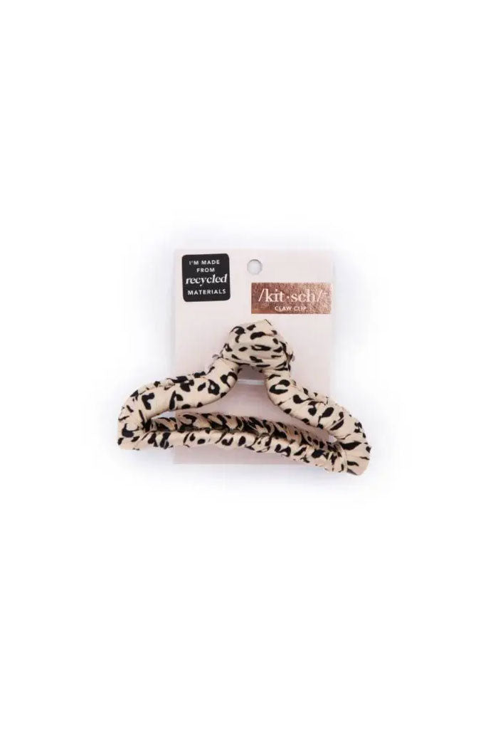 Kitsch Satin Wrapped Hair Claw-Leopard