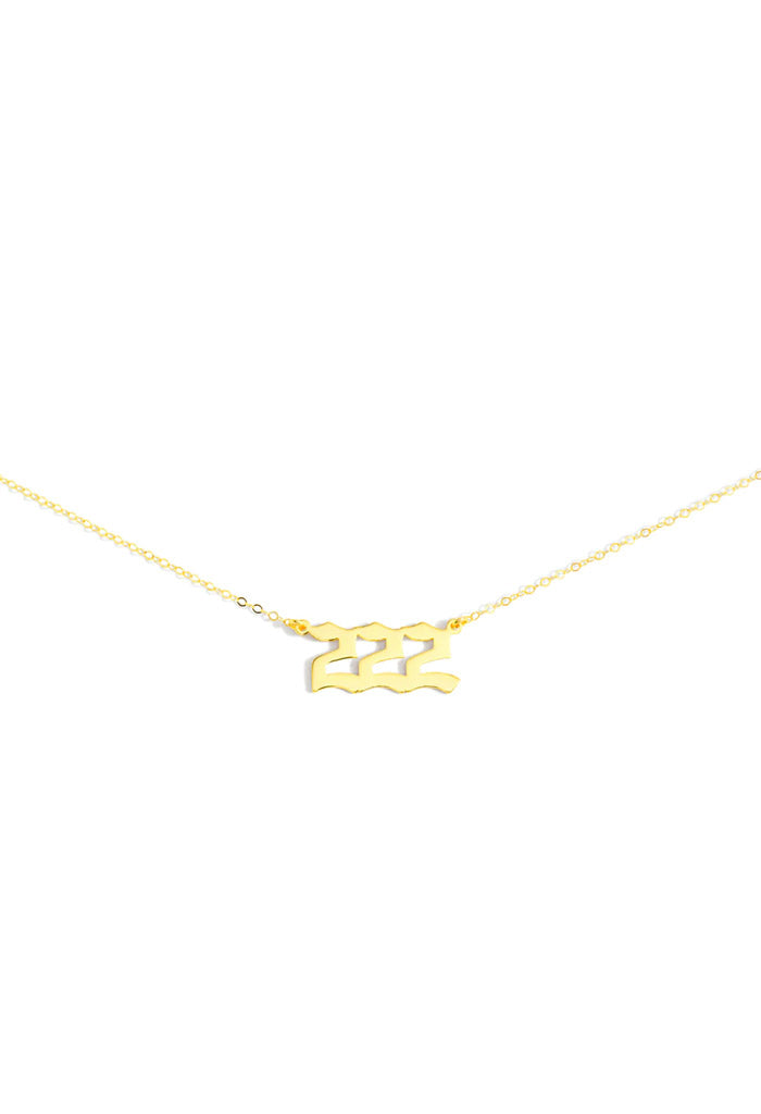 Teal Market 14K Gold Angel Number 222 Necklace