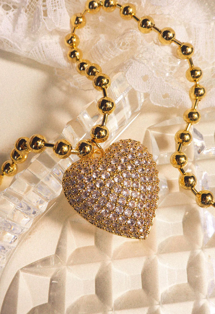 Luv AJ Puffy Heart Statement Necklace