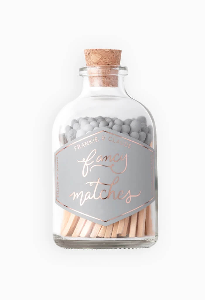 Frankie and Claude Fancy Matches Jar-Grey