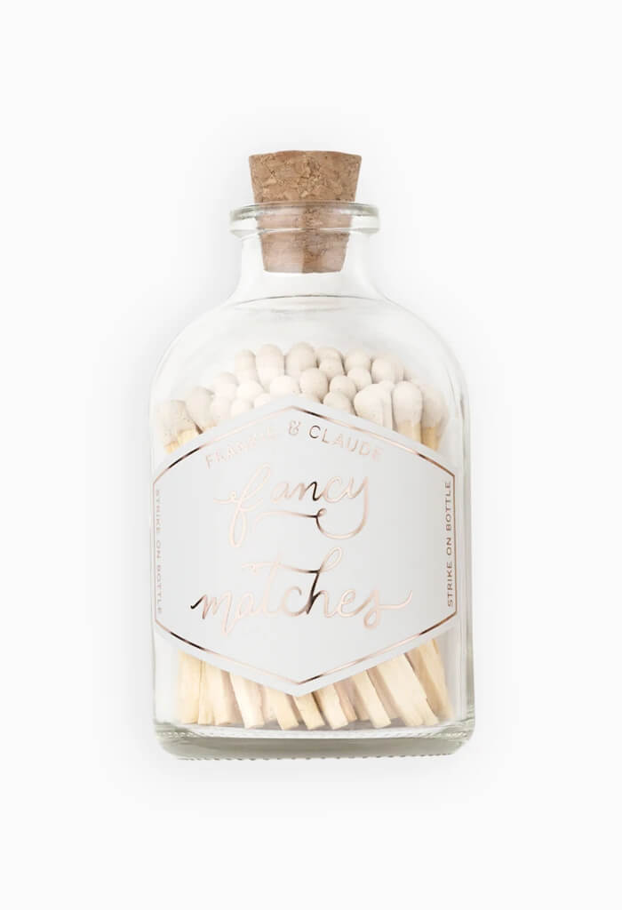 Frankie and Claude Fancy Matches Jar-White