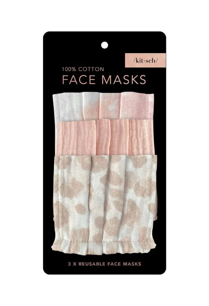 Kitsch Cotton Mask 3 Piece Set-Blush