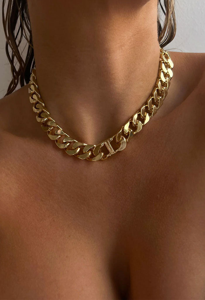 Gold Chunky Necklace, Chain Necklace, Ladies Necklace