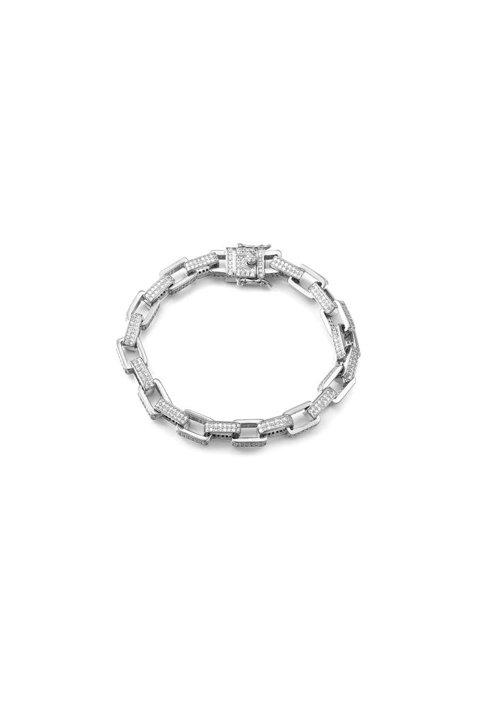 Luv AJ Boxy Pave Chain Bracelet-Silver