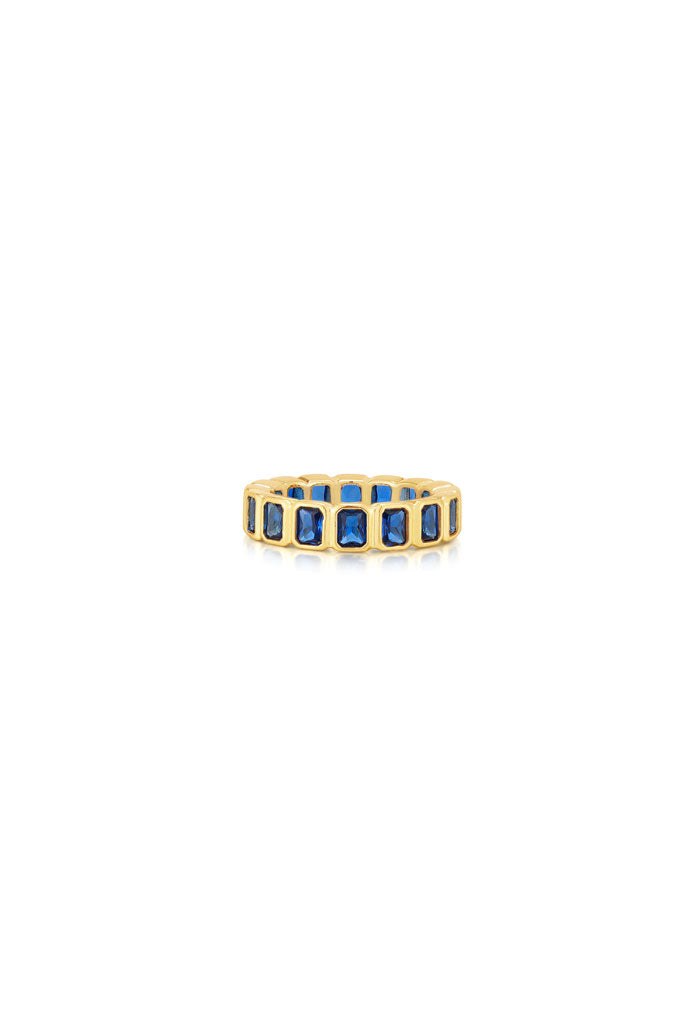 Luv AJ Bezel Emerald Ballier Ring-Gold/Sapphire