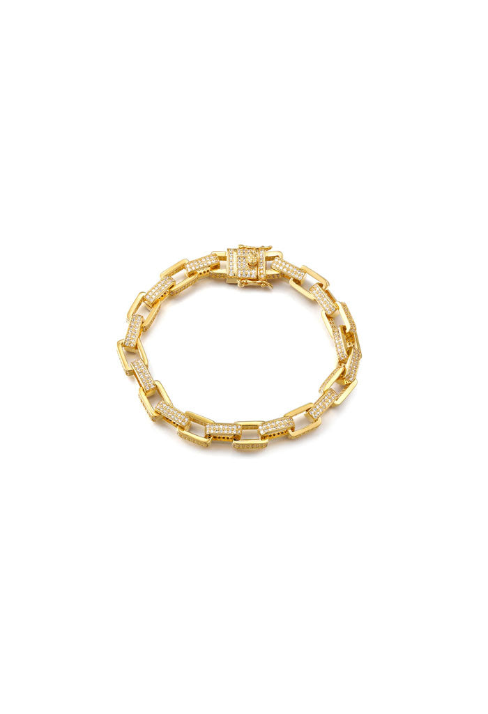 Luv AJ Boxy Pave Chain Bracelet-Gold